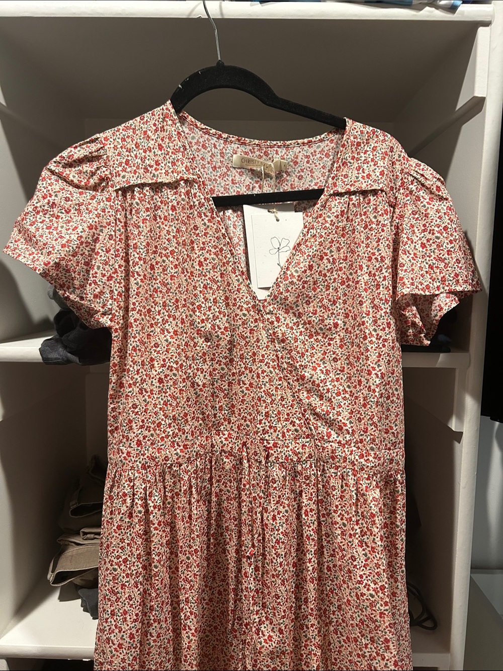 The Simple Dawn Dress | Maroon Calico × 1 - Picture 4 of 7